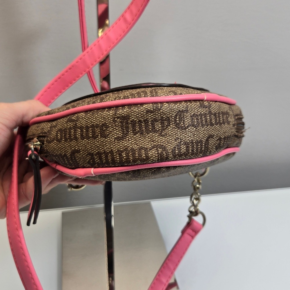 Juicy Couture Love Never Dies Heart Crossbody Bag Juicy Pink Cafe Brown Logo Y2K - Picture 5 of 12